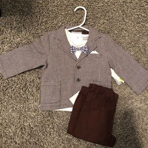 Brown and white suit